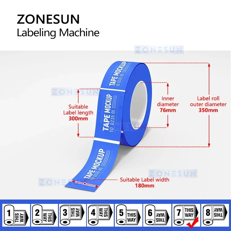 ZONESUN Automatische etiketteermachine voor plat oppervlak Top Label Applicator Dozen Zakken Dozen Industriële apparatuur ZS-TB150P2
