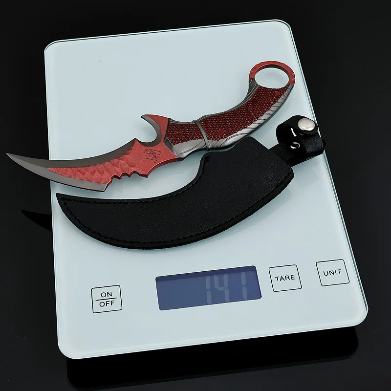 Juego Delta Force de 18cm/7 pulgadas que rodean la funda para cinturón de cuchillo con garra de búho rojo espadas de acero Real para Cosplay colección de regalos de navidad