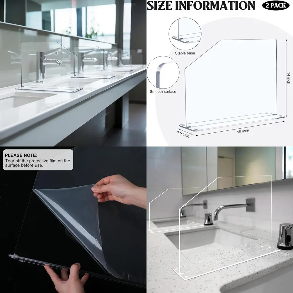 

Acrylic Sink Splash Guard Panel with Cutaway, 19x14x4.5, for Kitchen & Hospital Use