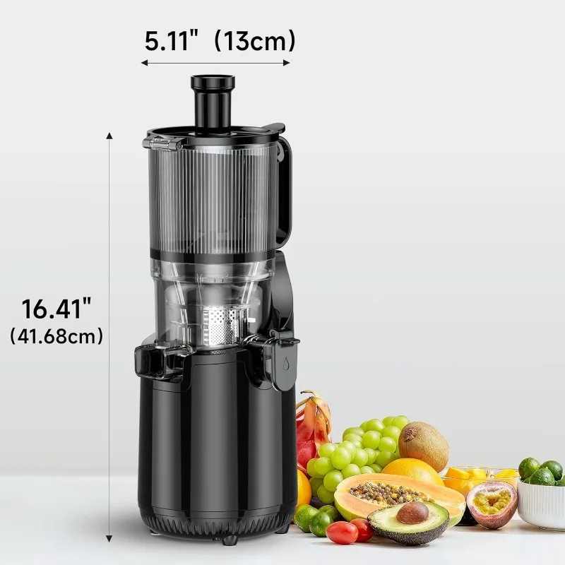 Cold Press Juicer, Amumu Slow Masticating Machines with 5.3" Extra Large Feed Chute Fit Whole Fruits & Vegetables