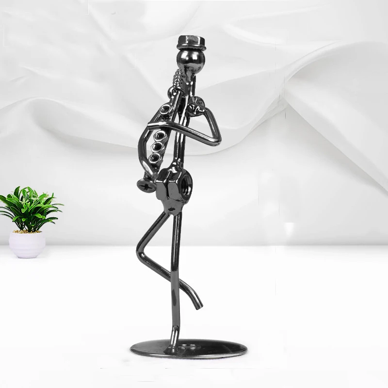 Metal Art Home Decor Crafts Statue Birthday Gift Figurine Ornament Figurine Music Band Band Sculpture Music Man