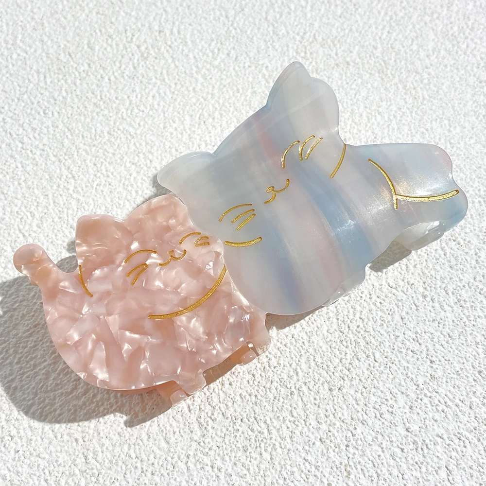 New Acetate Cute Cat Patchwork Color Large Size Hair Clip Claw For Women Trend Animal Hairpin Hair Accessories For Thick Tool image 6