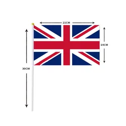 10 Pcs/lot the United Kingdom Hand Waving Flags 14x21cm Britain England UK Flag Wholesale