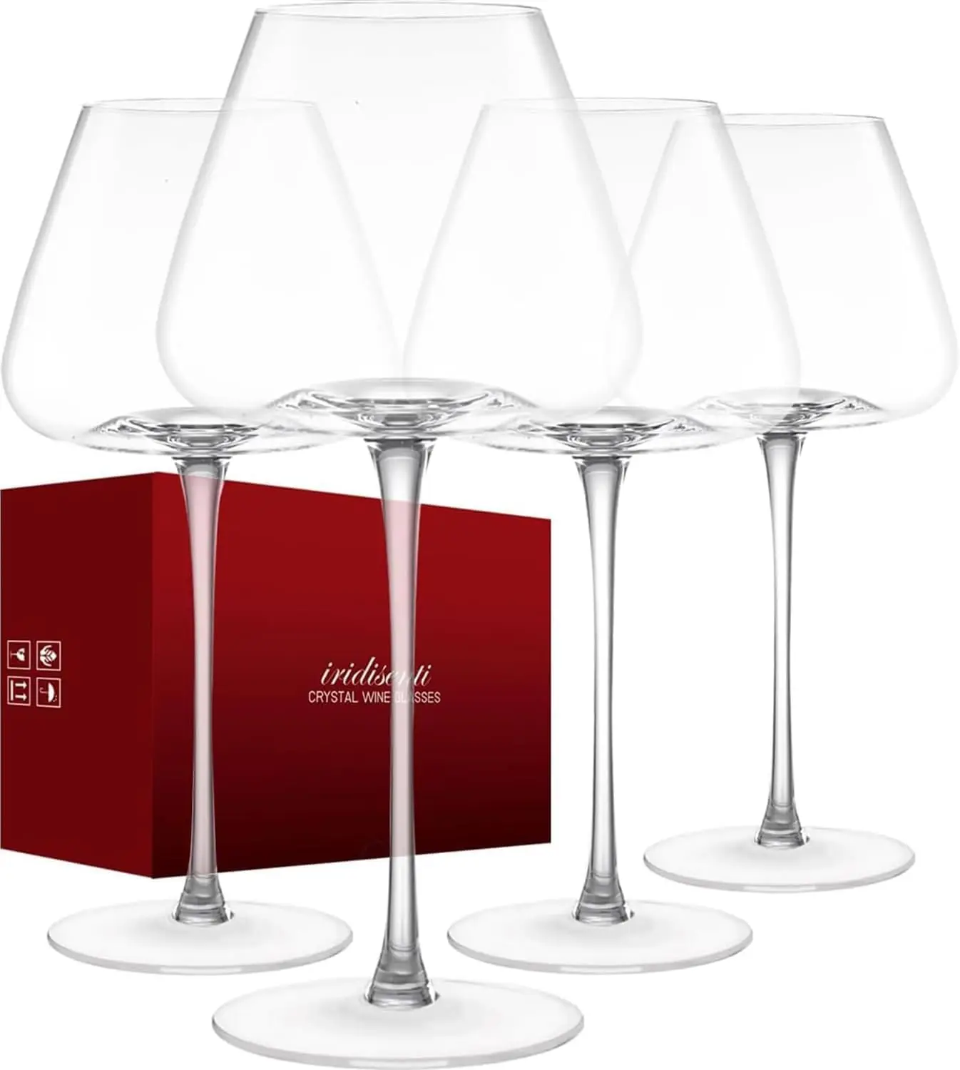 

Hand-Blown 23.5OZ Crystal Wine Glasses Set of 4 for Pinot Noir, Burgundy, Bordeaux, Large Lead-Free Crystal Glasses with