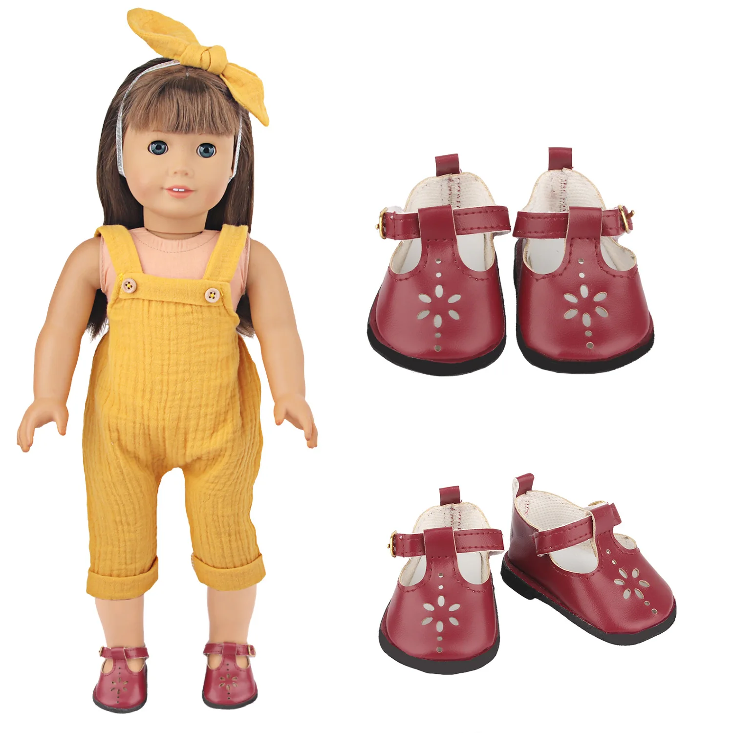 18-inch doll shoes, reborn dolls cute flowers red shoes paired with skirts