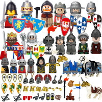 Medieval MOC Castle Knight Soldiers Building Blocks Figure Greek Hoplite Weapons Armor Vest Shoulder Armour Horse Gifts Toy T010