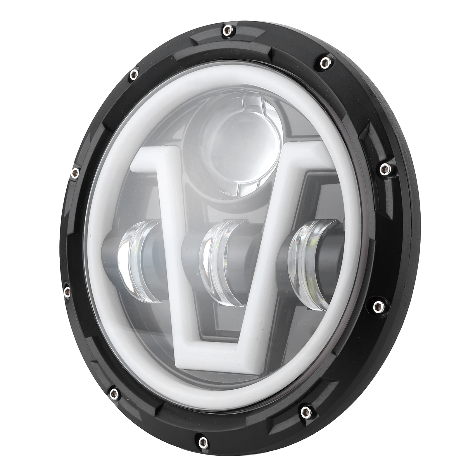 مصباح أمامي LED مستدير 7 بوصة أبيض أصفر فاتح IP67 مقاوم للماء مناسب لسيارة جيب رانجلر JK 2007-2018