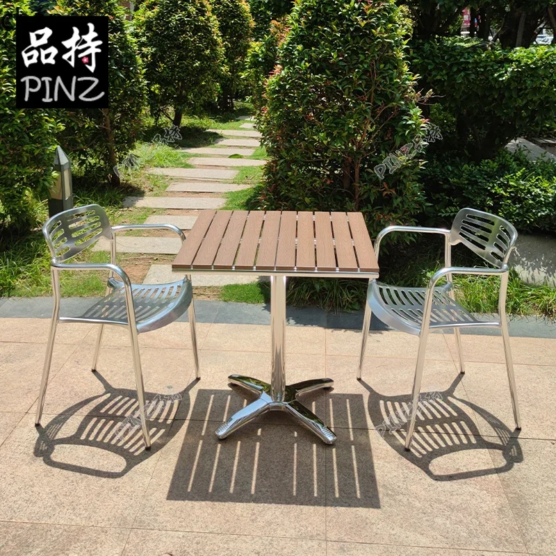 YFY  Outdoor Leisure Table and Chair Patio Outdoor Waterproof Terrace Table Cafe Aluminum Alloy External Chair