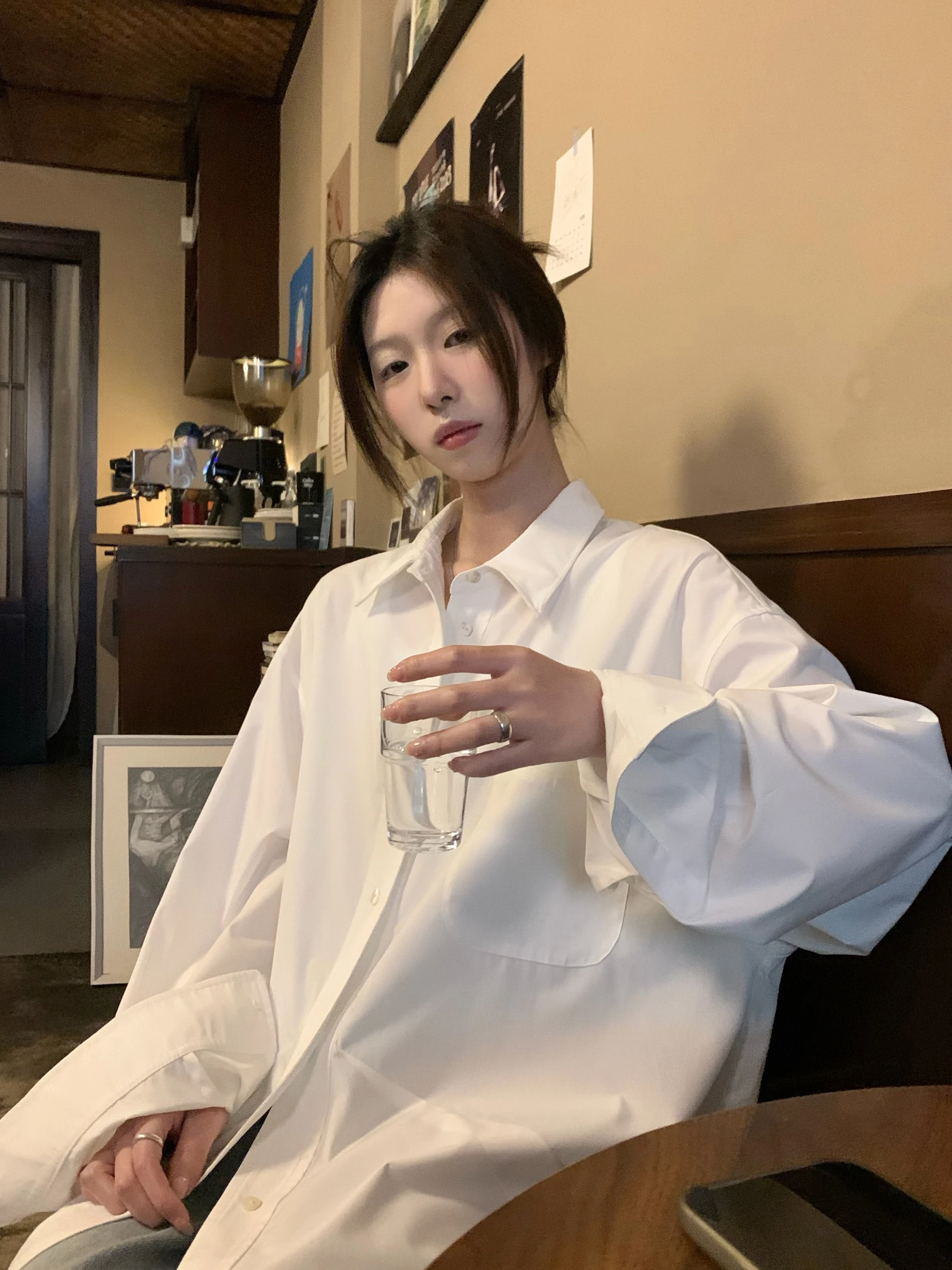 

Ele Casual Women's irt Commute Simple Korean Sle Versatile Layering irt Spring New Design White irt HVIVI