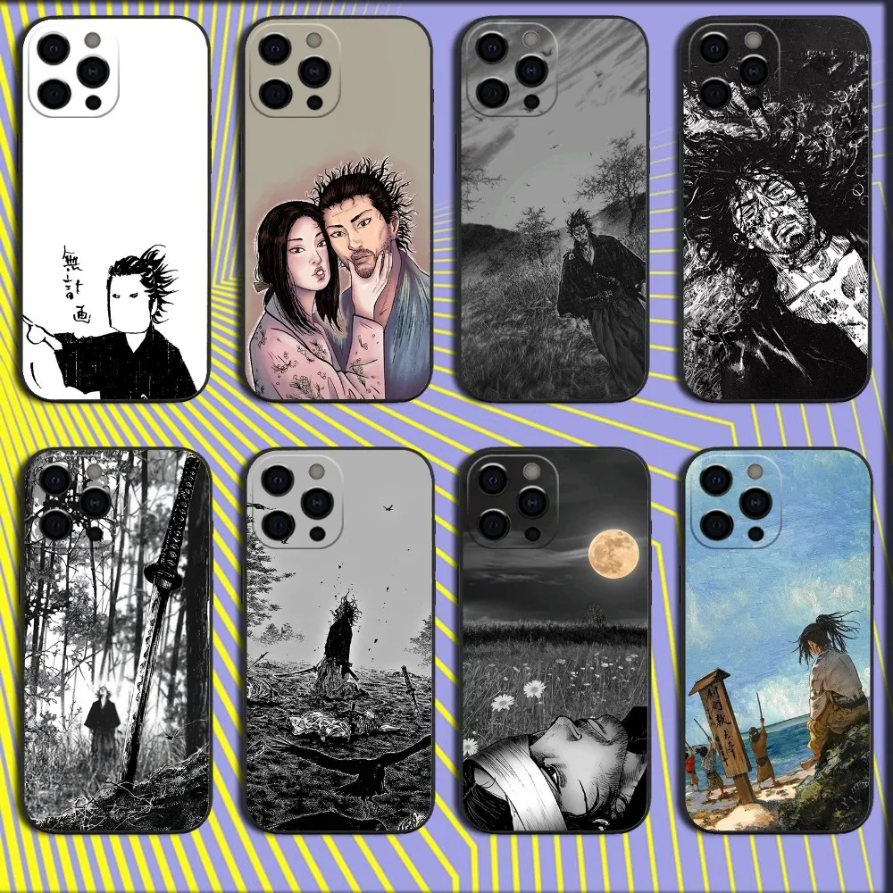 

Vagabond Miyamoto Musashi Phone Case For iPhone 16,15,14,13,12,11,Pro,X,XS,Max,XR,Plus,Mini Soft Black Cover