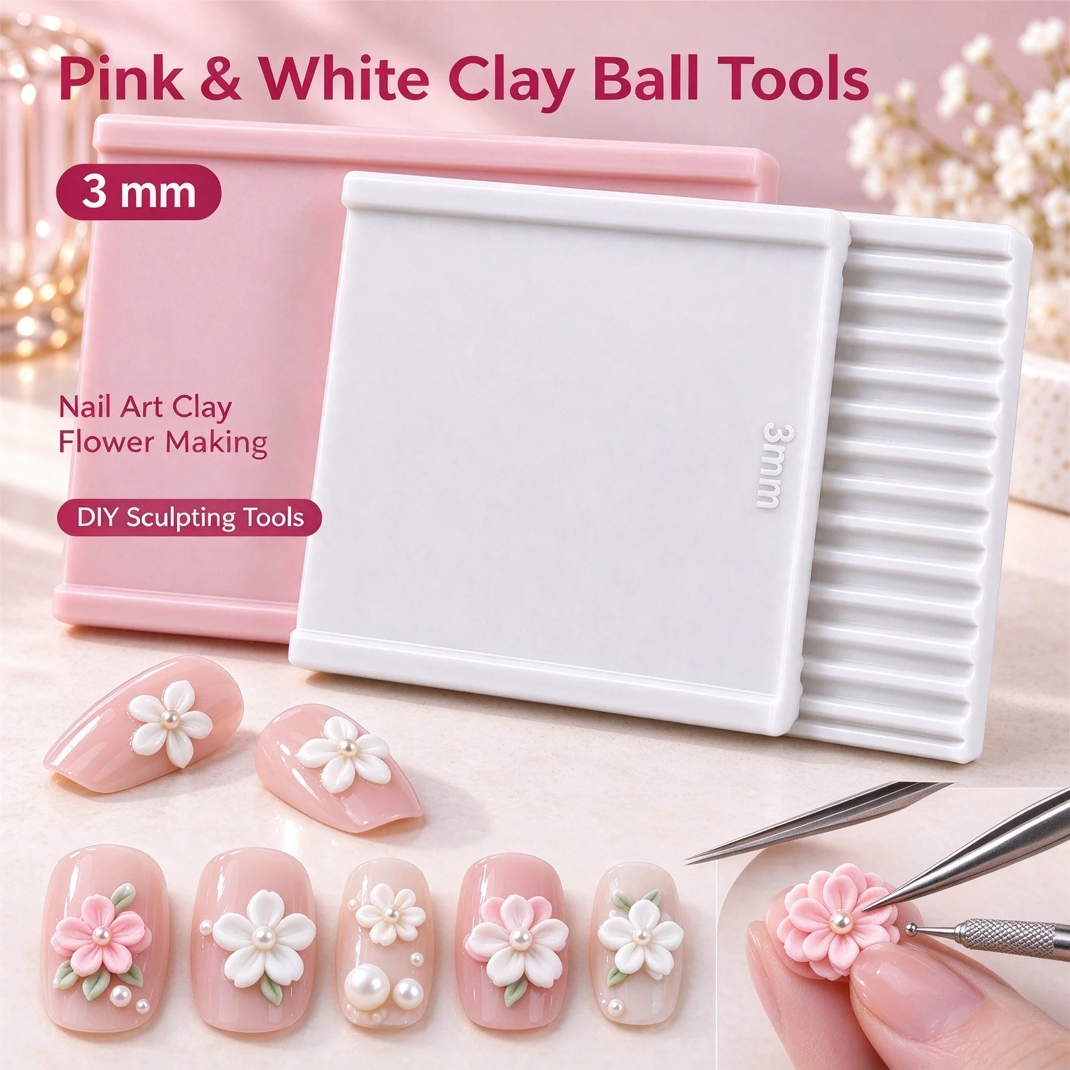 1Pcs 3D Pink White Print Clay Ball Maker Tools 3mm Sphere Shaper Roller Making Tool DIY Ceramic Clays Bead Shaping Mold Template