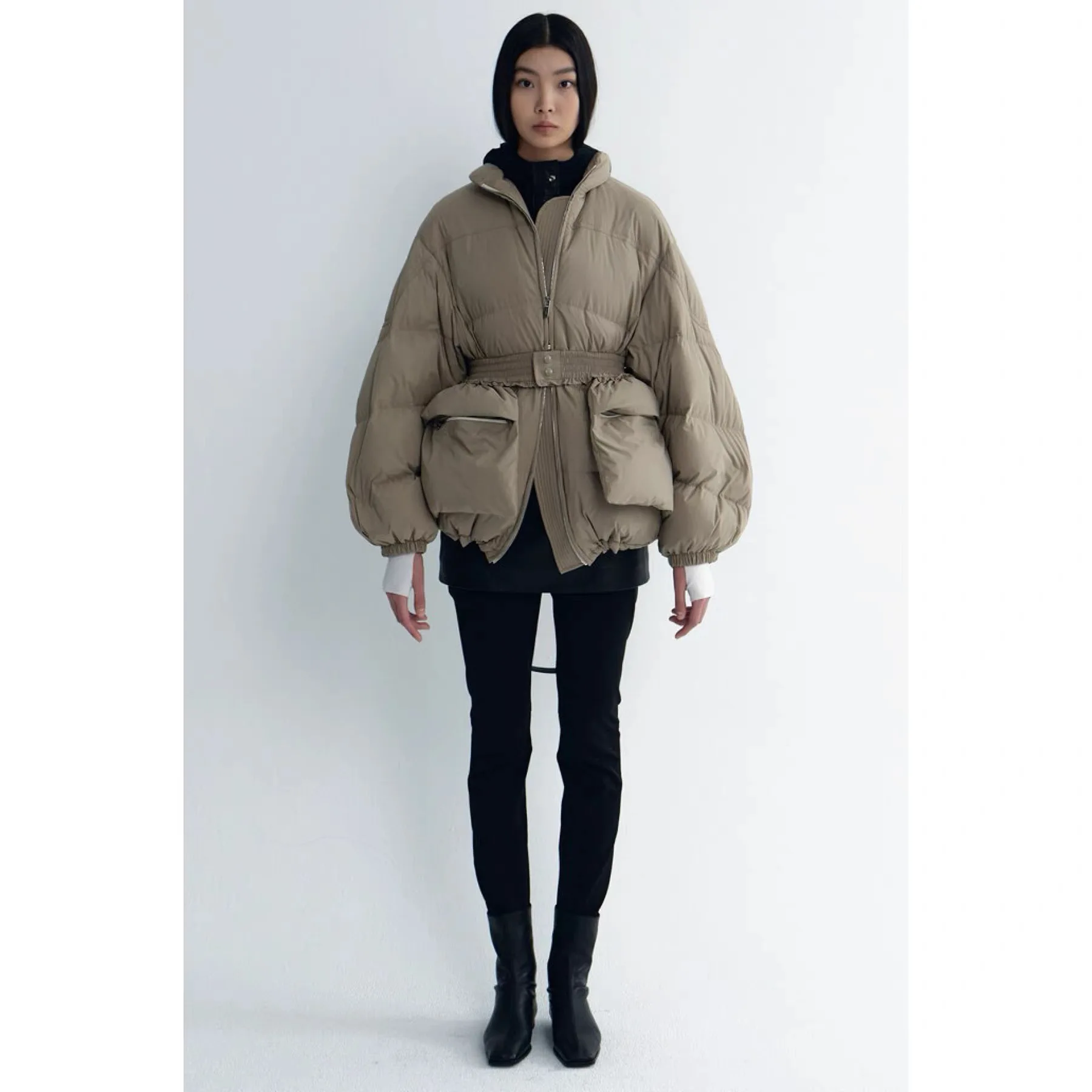 

Теплый Thi ort Гусиный пух Jaet Tim25 Winter Ele Collar Slimming Waist Design Lemon Cheese Sle Commute Faion Ladie...