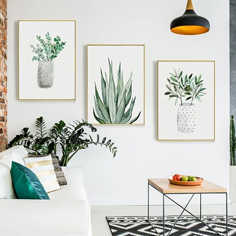 Green Pot Plant Leaves Canvas Art Painting Prints Simple Modern Wall Decorative Poster for Living Room Home Decor Picture