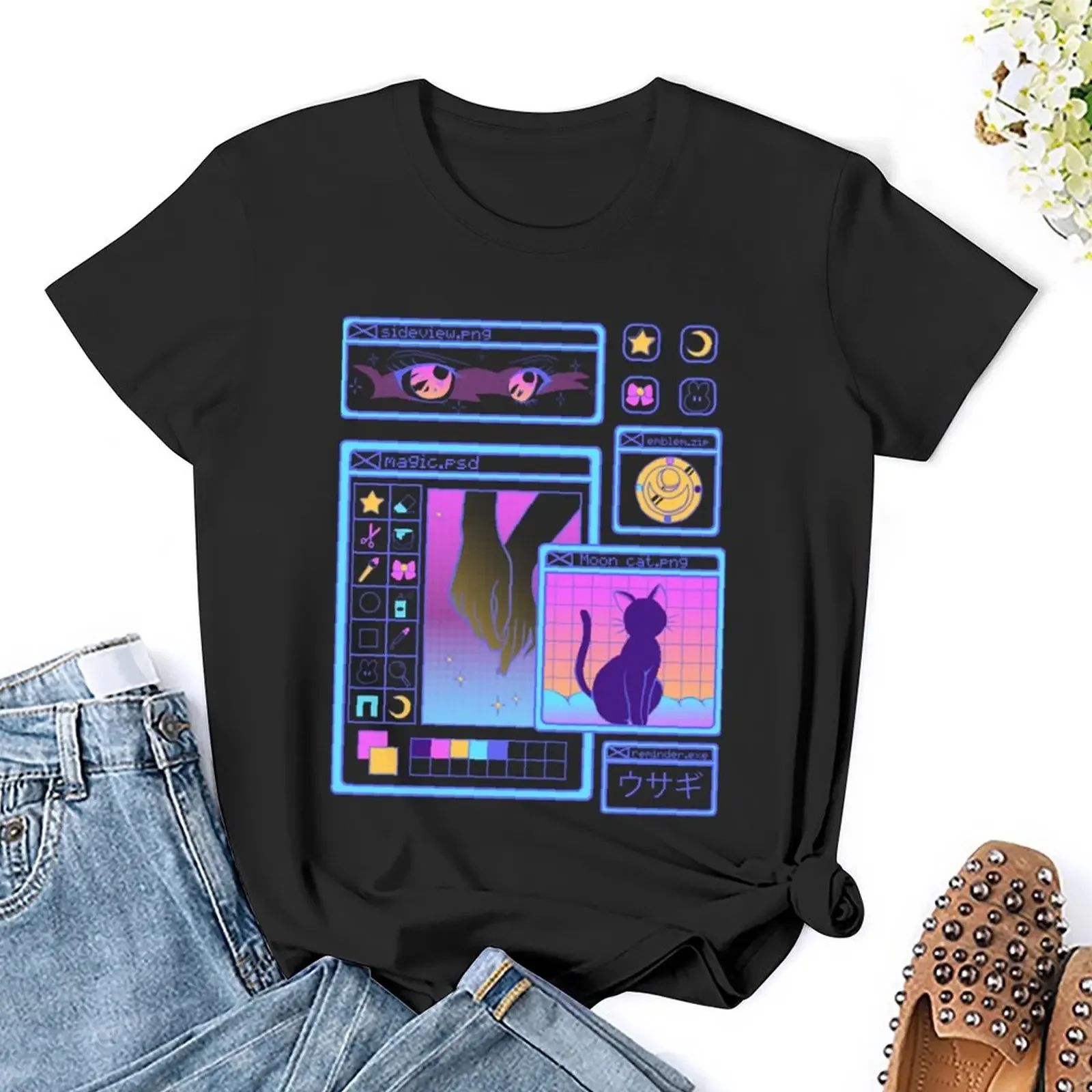 Moon and aesthetic T-Shirt summer tops aesthetic clothes hippie clothes womans clothing