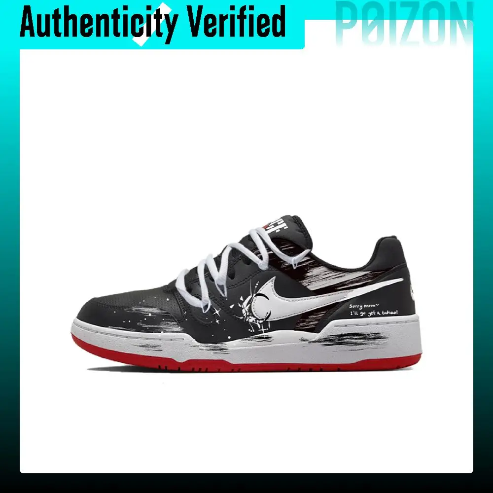 Nike Full Force Skate Shoes Men's Low Top Black/Red FB1362-003(Team2007-)