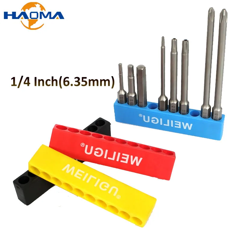 10/12 Holes Screwdriver Holder 1/4 Inch(6.35mm) Hex Hand Shank Screwdriver Bits Holders Plastic Storage Strip Tools Accessories