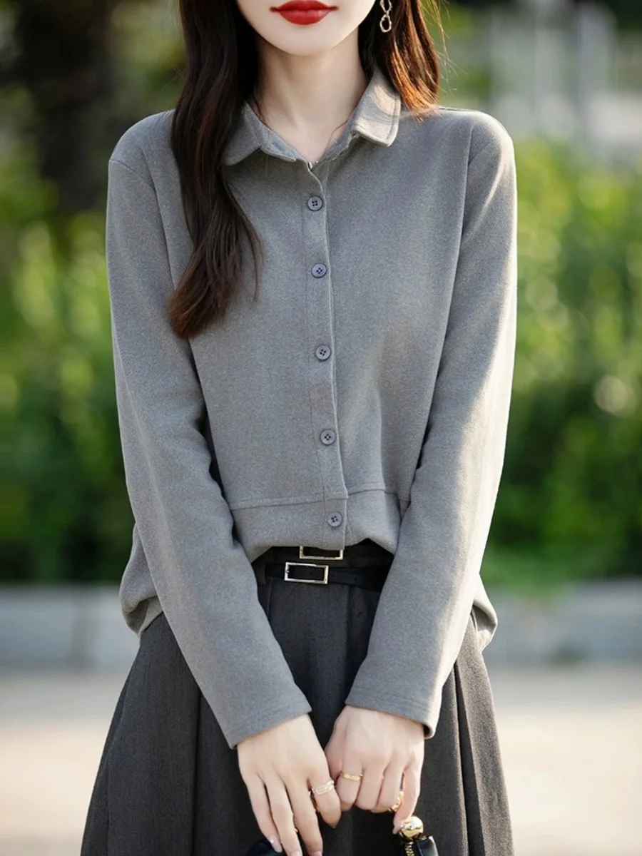 

Autumn 2024 Women's Long Sve Floing Velvet irt Inner Wear Base Layer Warm Top Regular Fit Commute Sle Knitted Sweater