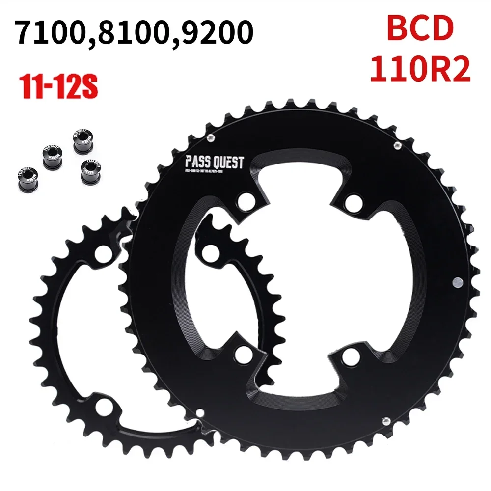 

PASS QUEST 110bcd Double Chainring chainwheel 54 40 53 39 50 34 56 42T for Shimano 105 R7100,R8100,R9200 110 bcd road chain ring