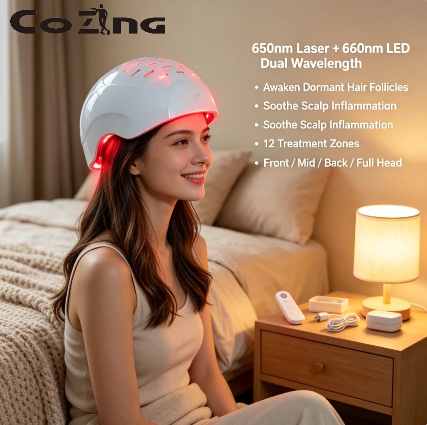 LLLT Hair Regrowth Cap 650nm Laser & Infrared, Therapy Helmet for Baldness & Thinning Hair, Anti Hair Loss Device for Home Use