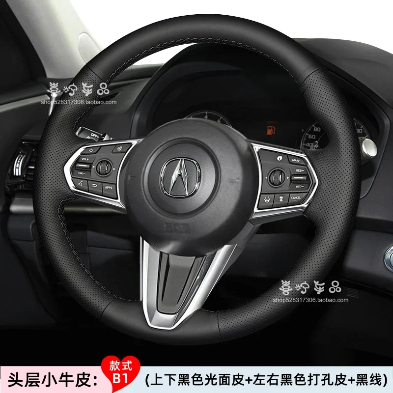 Hand Stitched suede Genuine Leather Custom Car Steering Wheel Cover For Acura RDX CDX MDX TLX-L ZDX car Interior accessories