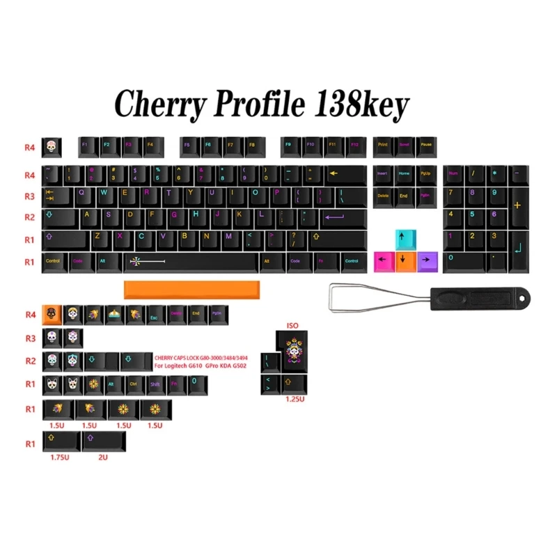 Keycaps Set CherryHeight DyeSubbed Keycap For 61/64/87/980/104/108 Mechanical Keyboard English/Japanese/ Korean/ Russian