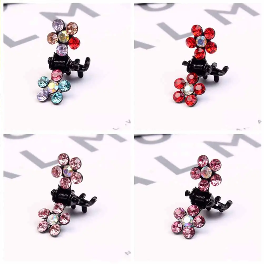 

96pcs Plum Flower Crystal Claw Mini Clip For Kids Women Girls Party Wedding Birthday Drill Hair Claw Hair Styling Tool