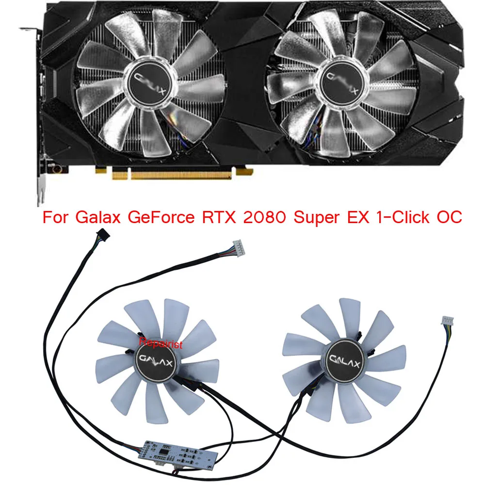 2Pcs/Set,Video Cards Fan,FY10015M12LPA,For GALAX BOY RTX 2070 2080 Super EX,GALAX RTX 2060 PLUS EX White (1-Click OC)