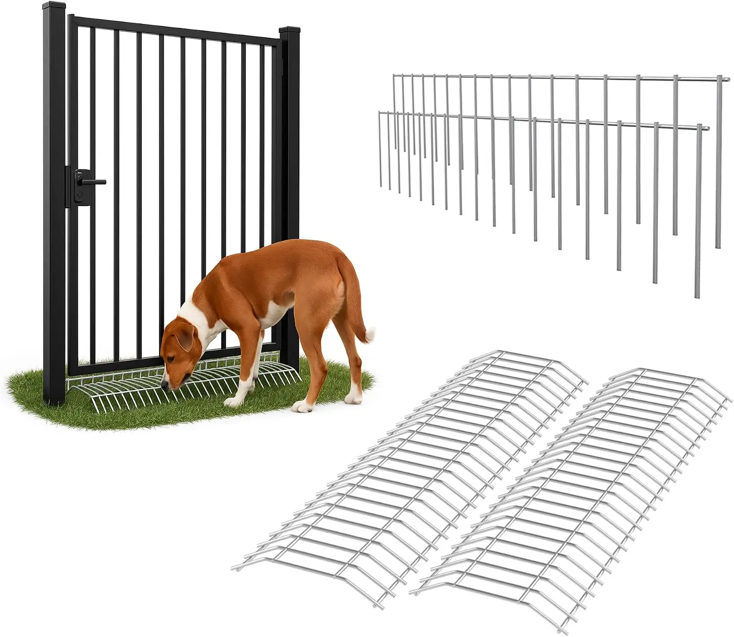 Original Gate Plate, 2 Pack with 2 Sm/Md Animal Barrier | Made in USA, Ideal Gift for Pet Lovers, Dog Digging Deterrent