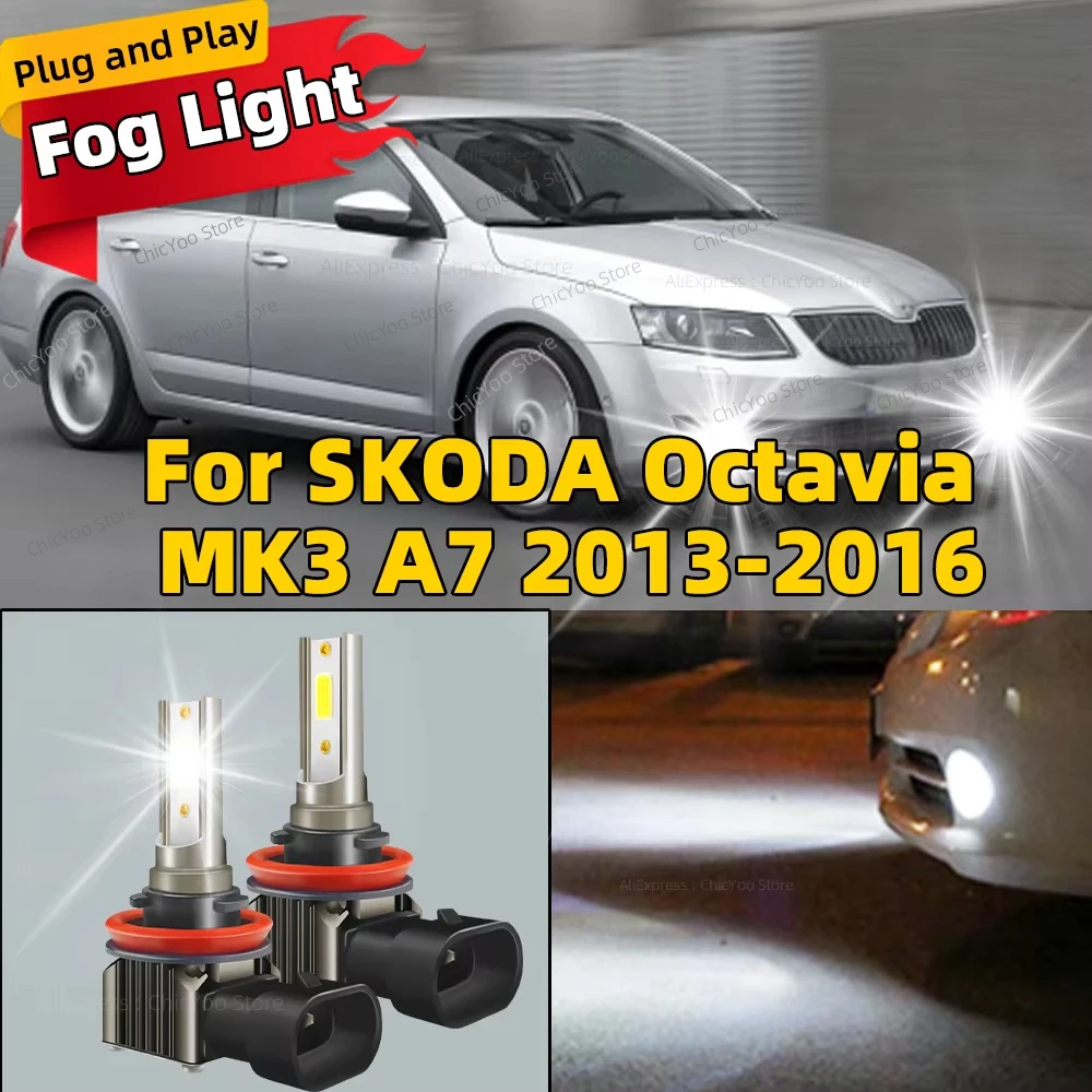 2x6000K H11 H8 ไฟ LED หมอก Canbus H9 รถหลอดไฟ 15000LM Plug and Play สําหรับ SKODA Octavia MK3 A7 2013 2014 2015 2016