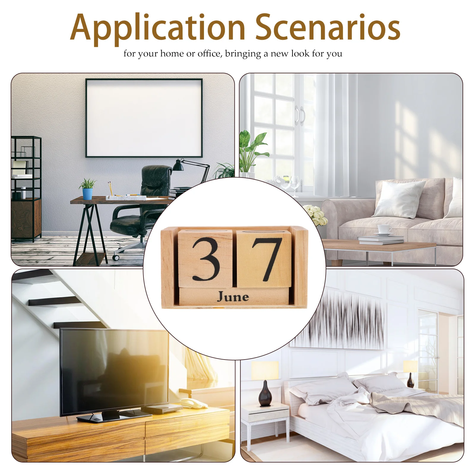 

Office Accessory Wooden Square Desktop Decoration Retro Calendar Blocks Turn The Page Daily Flip