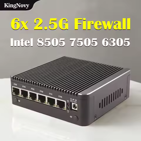 6x i226-V 2.5G Intel 8505 7505 6305 Home Server Firewall Fanless Mini PC DDR4 NVMe 1*COM Type-C Support pfSense OPNsense ESXi