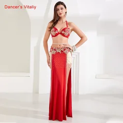 Tribal belly dance clothes Sexy women Oriental Dance Competition Suit Bra and skirt 2pcs Lady Professional Performance costumes