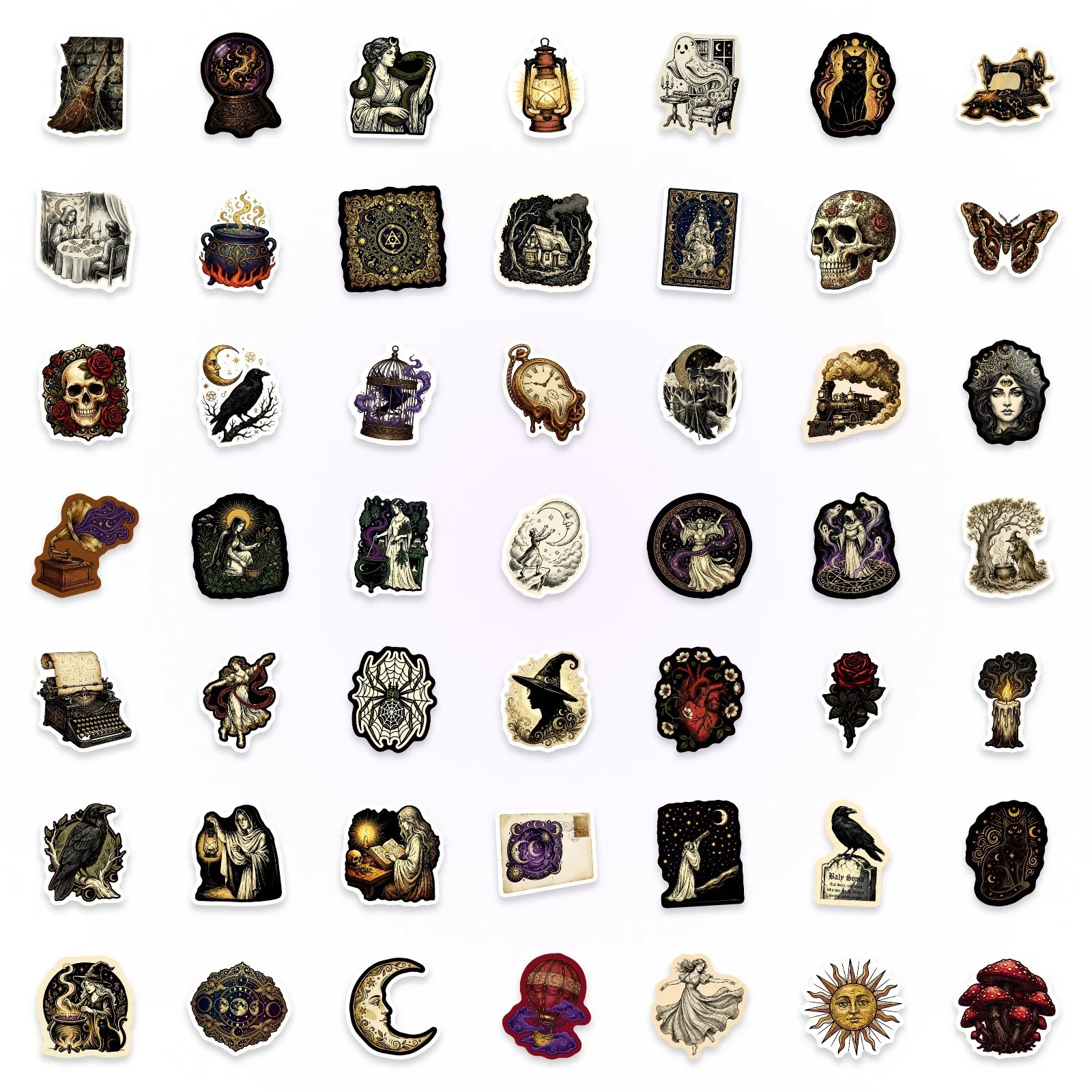 50/100 Pcs New Mystical Cosmos Dark Witch Theme Stickers Waterproof No Trace Removable PP for Cup Notebook Scrapbook Diary Decal