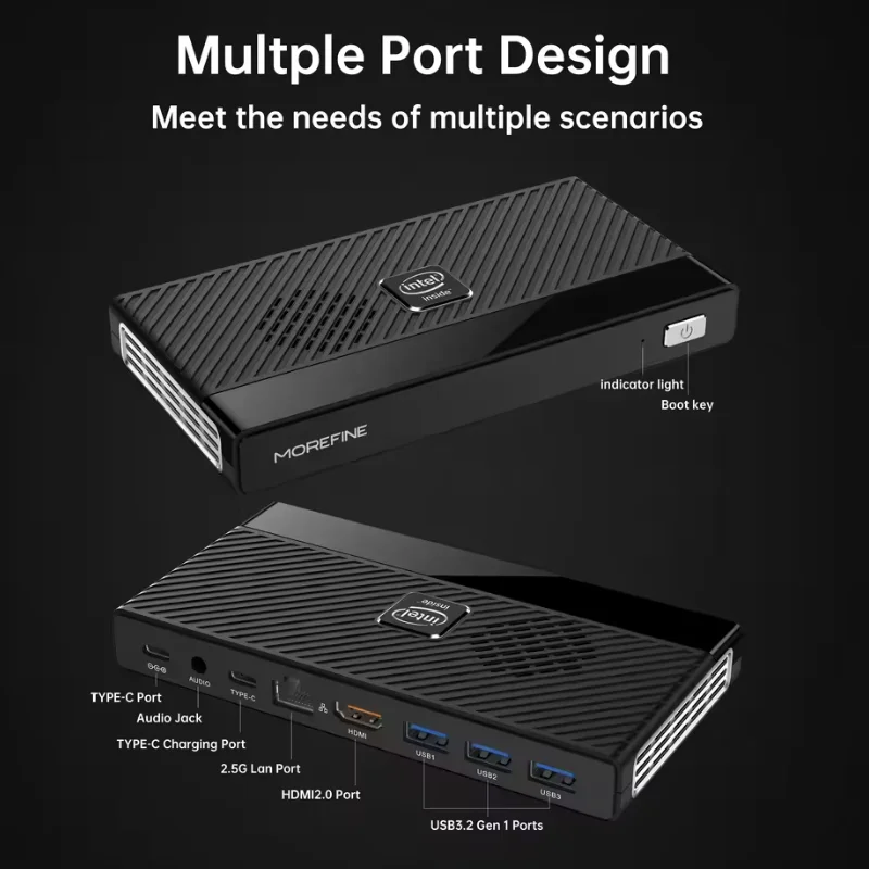MOREFINE M6 Mini PC 12th Gen Intel N100/N200 Windows 11 Pro LPDDR5 16GB 2933MHz NVMe SSD WIFI6 BT5.2 Dual 4K Mini PDA