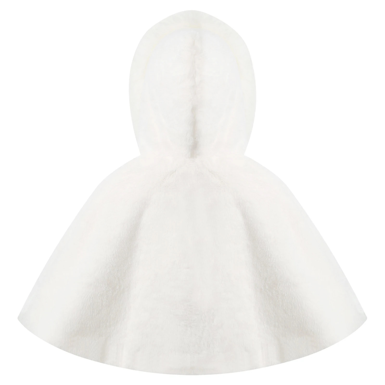 Baby Girls Faux Fur Cape Cute Thicken Fleece Hooded Cape Fully Lined Warm Poncho Outerwear Flower Girl Jacket Wedding Cloak