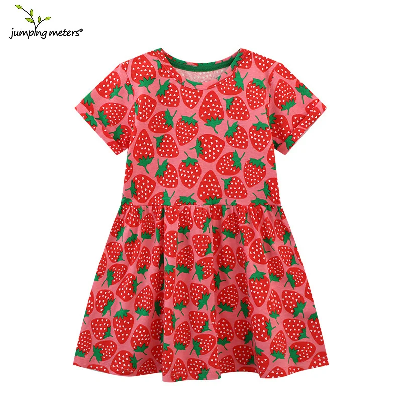 Jumping Meters Princess Girls Dresses Strawberry Cotton Kids Clothing Summer Hot Selling Cute Toddler Baby Costume