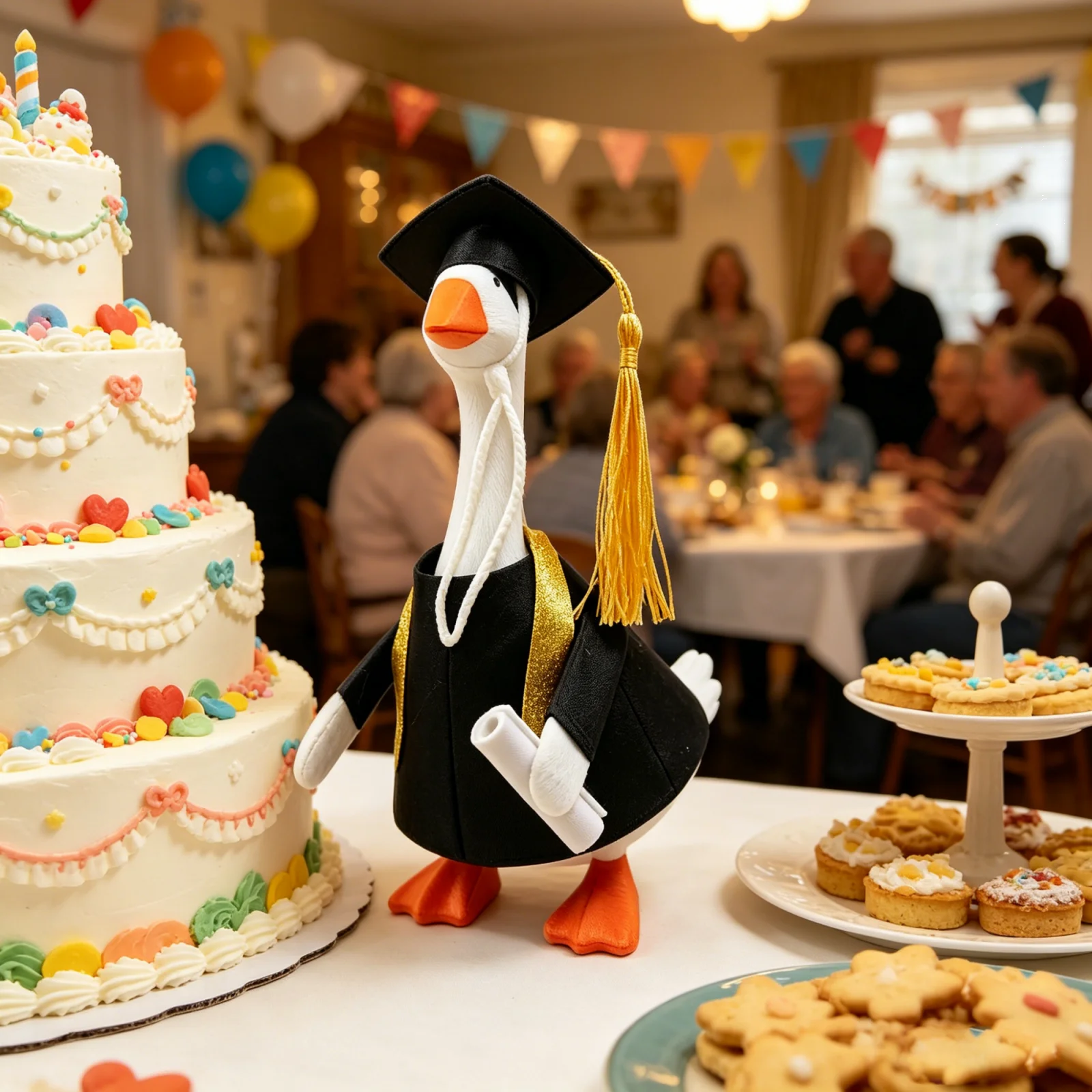 Graduation Desk Goose Outfits for 7inch Goose, Cute Graduation Gown and Cap, Mini Goose Outfits view 3
