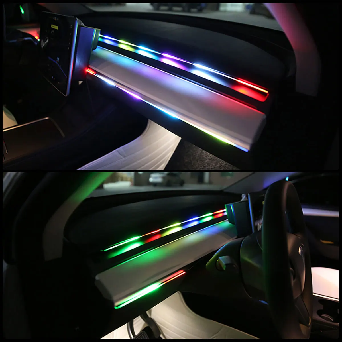 2 in 1 Full Color Car Led Interior Symphony Atmosphere Light Streamer Acrylic Guide Fiber Optic Universal Auto Ambient Light