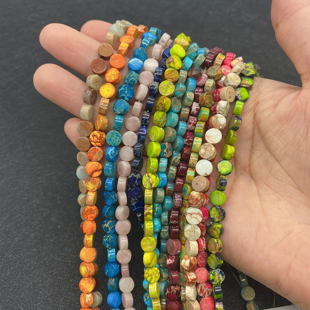 

Colorful Natural Emperor Stone Disc Shape Beads 3x6mm Polished Turquoise Loose Bead 1 Strand DIY Necklace Bracelet Accessory