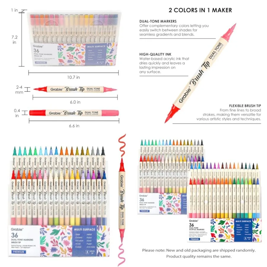 

72 Colors Acrylic Paint Markers with Soft Brush Tip for Wood Fabric Canvas Glass Stone Rock Painting and DIY Crafts Ideal Art S