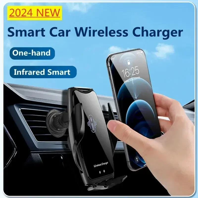 15W Car Wireless Charger Stand Bracket Infrared Induction Fast Charging Station for iPhone Samsung Xiaomi Car Phone Holder Mount