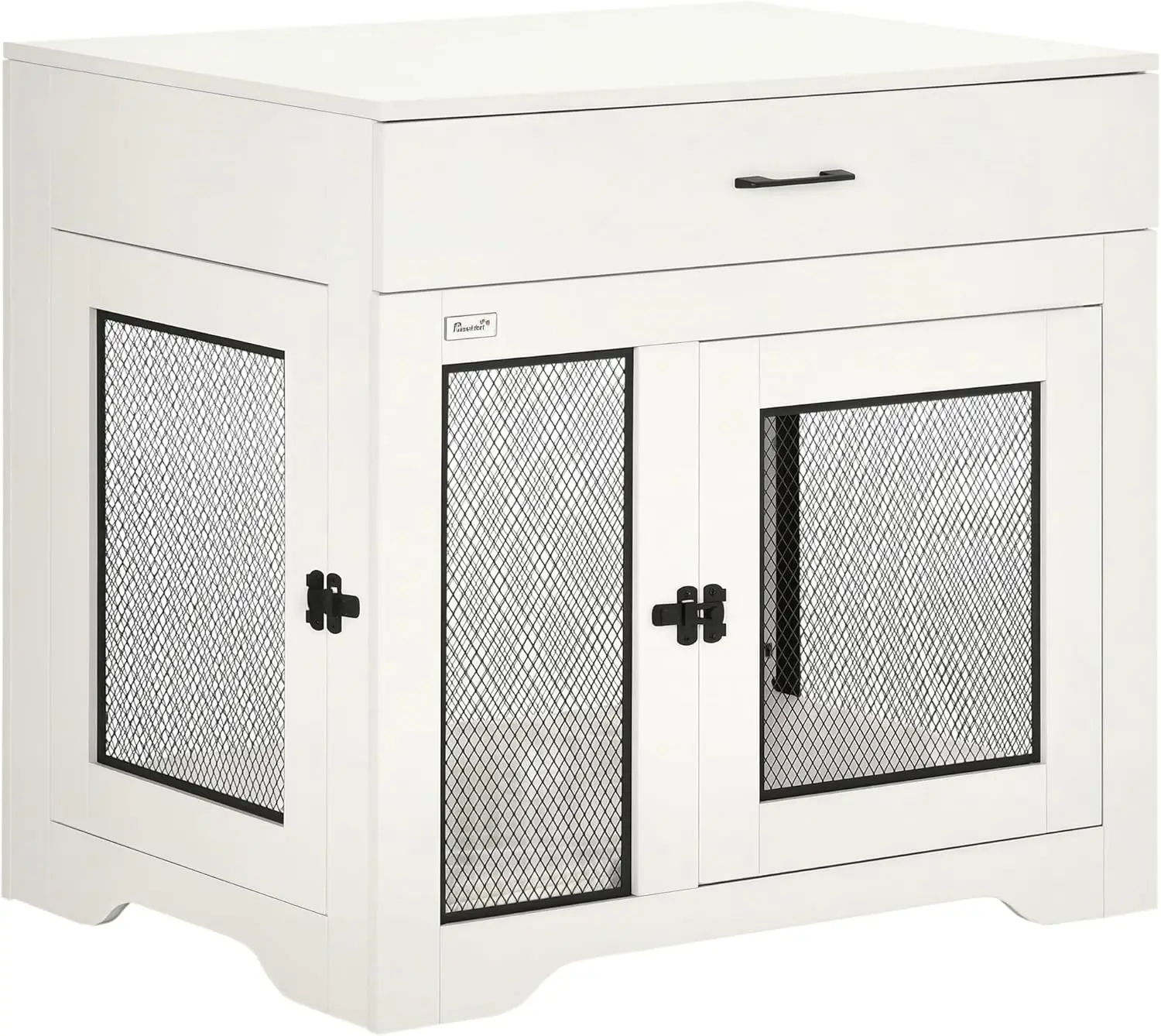 أثاث صندوق الكلاب مع وسادة ناعمة مقاومة للماء، طاولة نهاية بيت الكلاب مع درج، صندوق جرو للكلاب الصغيرة في الأماكن المغلقة مع