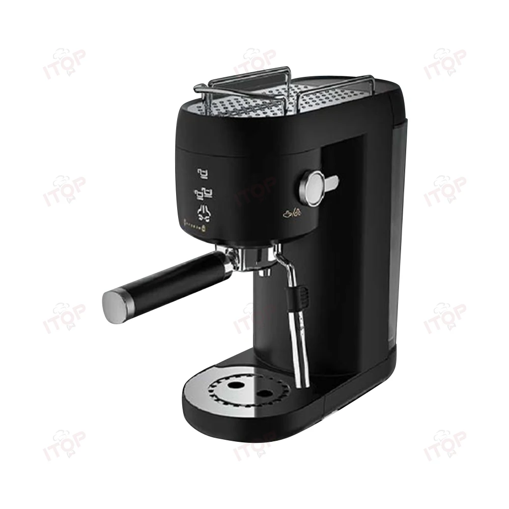 Household Coffee Machine 20 Bar Espresso Maker with Steam& Hot Water Wand 1L Water Tank 3 Filters for 1/2 Cups& E.S.E Pod 220V