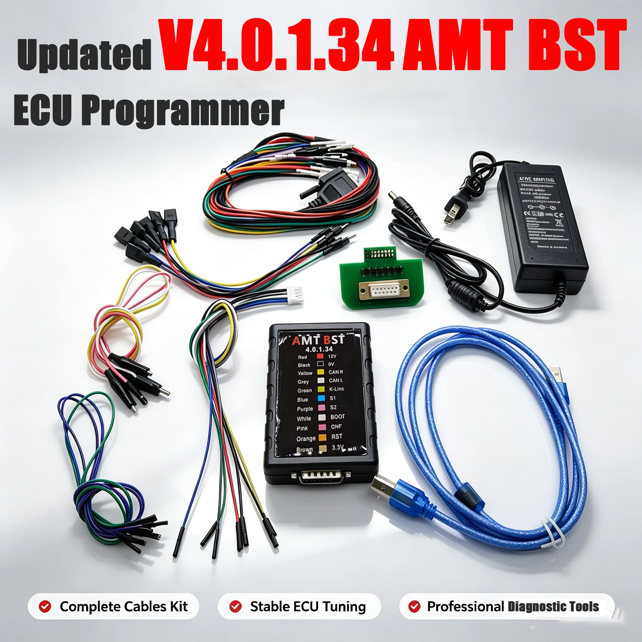 Newest Updated AMT BST ECU Programmer V4.0.1.34 ECU Tool Universal Bench Read Write Service Tool Support MG1 MD1 Protocol