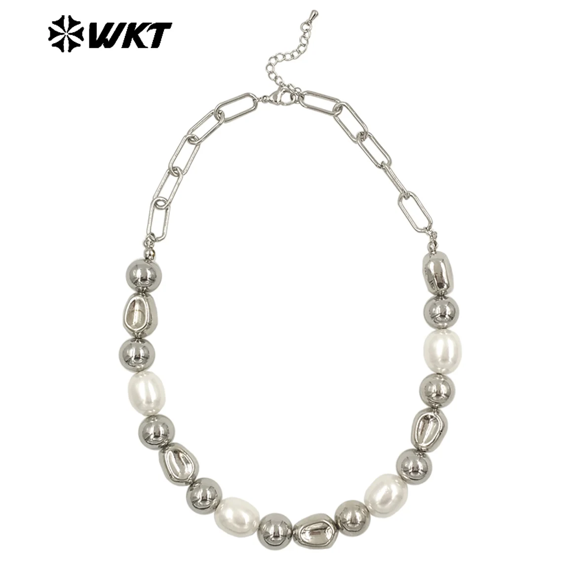 

WT-JN305 WKT Wholesale High-end Feel Pearl Shell Necklace With 18k Gold Plated For Women As Anniversary Gifts
