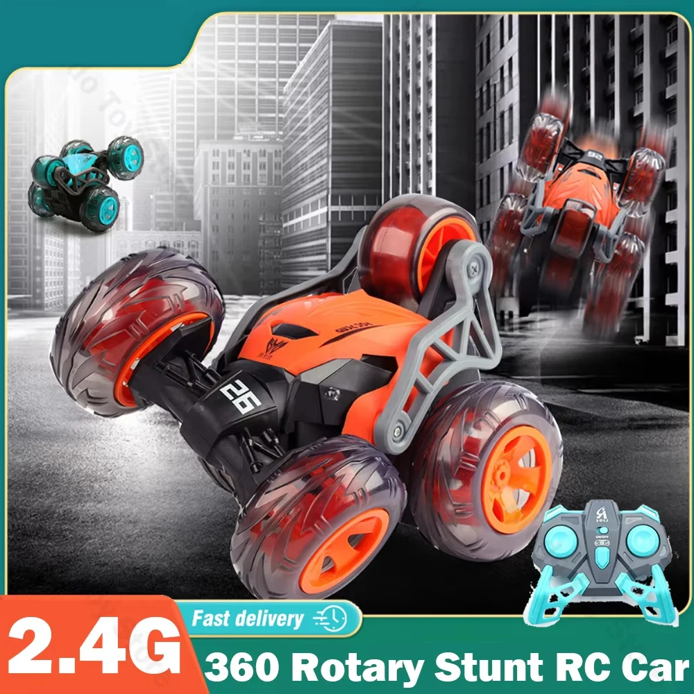 RC Cars 360 Rotary Stunt Car 5 Wheel Dump Truck Car High Speed Climbing Buggy Eletric Vehicle Remote Control Car Toy 2.4G Gifts