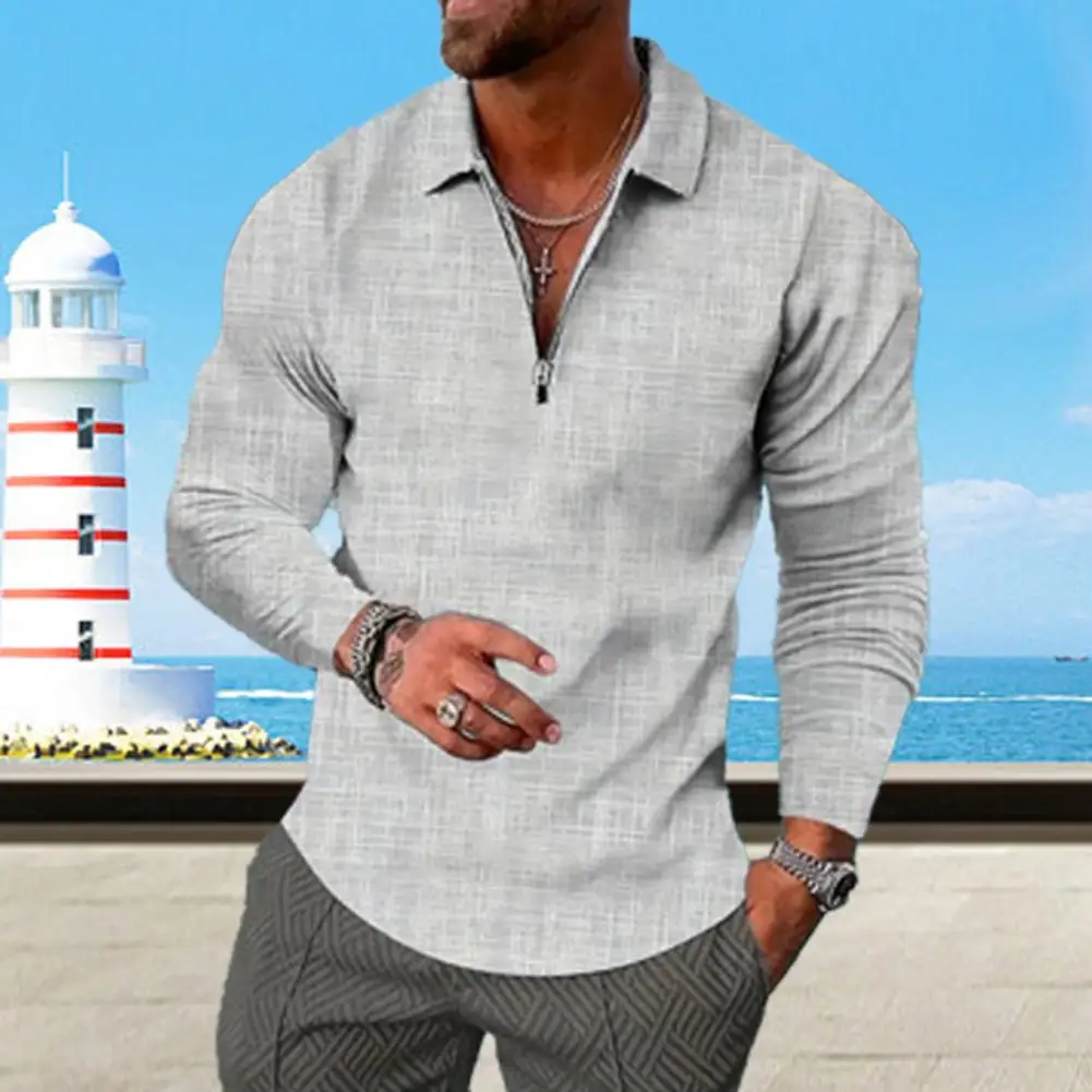 Men's New Spring And Autumn Large Size Long Sleeve Lapel Zipper High grade Casual Shirt Shirt