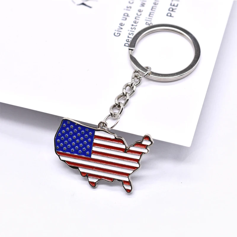 Decorative American Flag Keychains USA Flag Map Key Chains for Independence, Memorial, and Veterans Day Souvenir Gifts