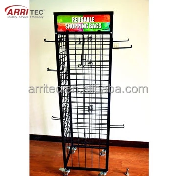 4 Side Practical Spinning Metal Wire Grid Display Rack For Retail Store