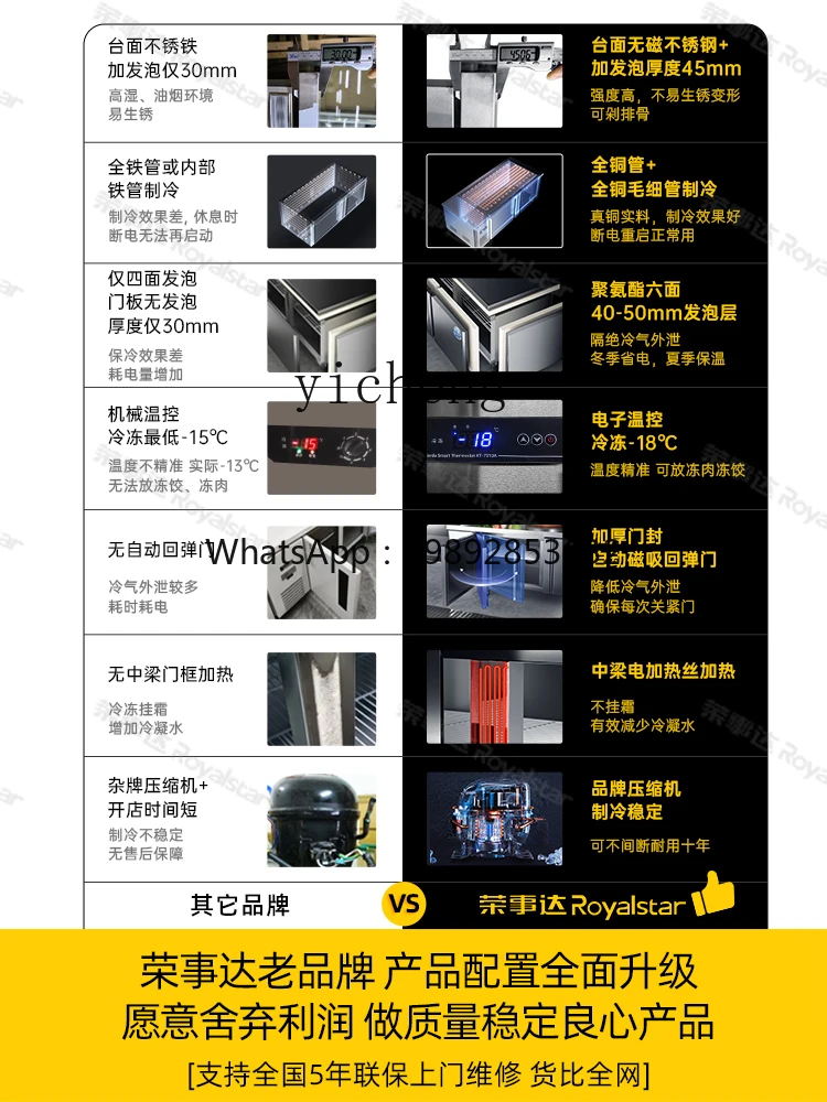BX Commercial Freezer Refrigerated Table Horizontal Refrigerator Frozen Fresh Milk Tea Shop Fruit Flat Cold Console